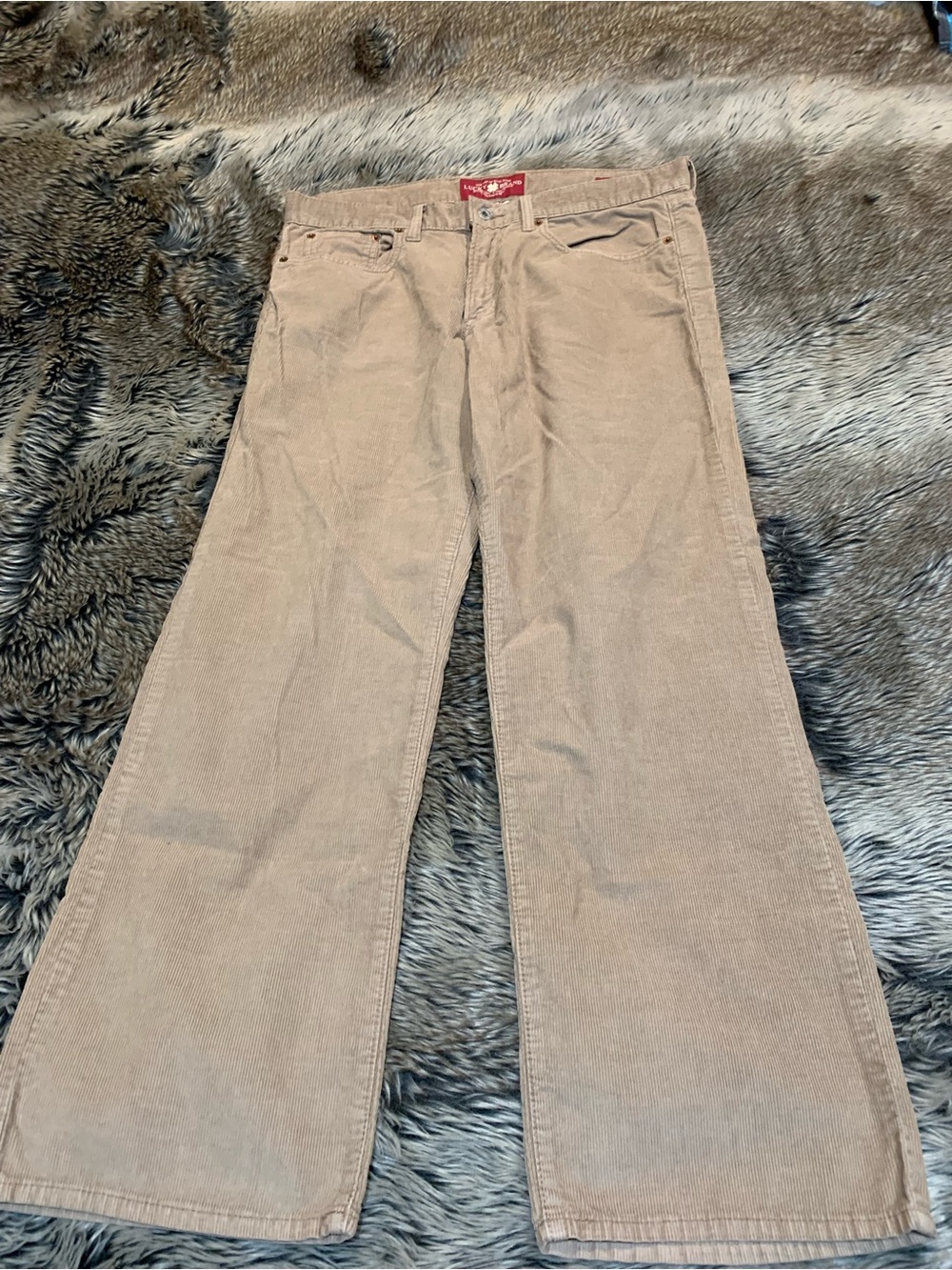Lucky Brand 361 Vintage Straight Corduroy Pants Mens 34x30 Tan Casual